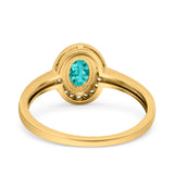 Halo Oval Art Deco Wedding Engagement Bridal Ring Round Simulated Cubic Zirconia 925 Sterling Silver