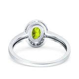 Halo Oval Art Deco Wedding Engagement Bridal Ring Round Simulated Cubic Zirconia 925 Sterling Silver