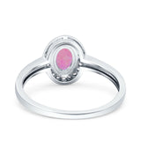 Halo Oval Art Deco Wedding Engagement Bridal Ring Round Simulated Cubic Zirconia 925 Sterling Silver