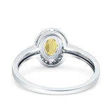 Halo Oval Art Deco Wedding Engagement Bridal Ring Round Simulated Cubic Zirconia 925 Sterling Silver