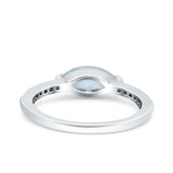 Art Deco Wedding Ring Marquise Simulated Cubic Zirconia 925 Sterling Silver