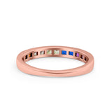 Multiple Colour Ring Wedding Engagement Band Princess Simulated Cubic Zirconia 925 Sterling Silver (2.8mm)