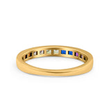 Multiple Colour Ring Wedding Engagement Band Princess Simulated Cubic Zirconia 925 Sterling Silver (2.8mm)