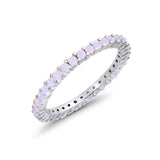 Full Eternity Wedding Band Round Simulated CZ Ring 925 Sterling Silver