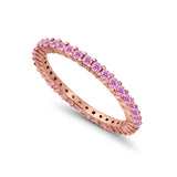 Full Eternity Wedding Band Round Simulated CZ Ring 925 Sterling Silver