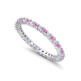 Full Eternity Wedding Band Round Simulated CZ Ring 925 Sterling Silver