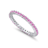 Full Eternity Wedding Band Round Simulated CZ Ring 925 Sterling Silver