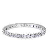 Stackable Band Ring Round Eternity Simulated CZ 925 Sterling Silver