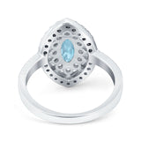 Marquise Vintage Halo Wedding Ring Simulated Cubic Zirconia 925 Sterling Silver