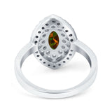 Marquise Vintage Halo Wedding Ring Simulated Cubic Zirconia 925 Sterling Silver