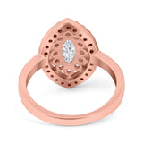 Marquise Vintage Halo Wedding Ring Simulated Cubic Zirconia 925 Sterling Silver