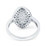 Marquise Vintage Halo Wedding Ring Simulated Cubic Zirconia 925 Sterling Silver