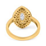 Marquise Vintage Halo Wedding Ring Simulated Cubic Zirconia 925 Sterling Silver