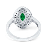 Marquise Vintage Halo Wedding Ring Simulated Cubic Zirconia 925 Sterling Silver
