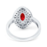 Marquise Vintage Halo Wedding Ring Simulated Cubic Zirconia 925 Sterling Silver