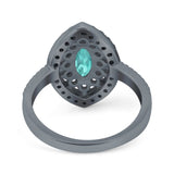 Marquise Vintage Halo Wedding Ring Simulated Cubic Zirconia 925 Sterling Silver
