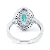 Marquise Vintage Halo Wedding Ring Simulated Cubic Zirconia 925 Sterling Silver