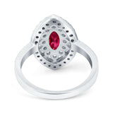 Marquise Vintage Halo Wedding Ring Simulated Cubic Zirconia 925 Sterling Silver