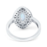 Marquise Vintage Halo Wedding Ring Simulated Cubic Zirconia 925 Sterling Silver