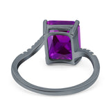 Swirl Engagement Ring Emerald Cut Simulated Cubic Zirconia 925 Sterling Silver