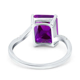 Swirl Engagement Ring Emerald Cut Simulated Cubic Zirconia 925 Sterling Silver