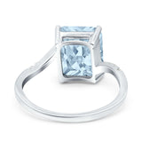 Swirl Engagement Ring Emerald Cut Simulated Cubic Zirconia 925 Sterling Silver
