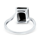 Swirl Engagement Ring Emerald Cut Simulated Cubic Zirconia 925 Sterling Silver