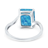 Swirl Engagement Ring Emerald Cut Simulated Cubic Zirconia 925 Sterling Silver