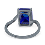 Swirl Engagement Ring Emerald Cut Simulated Cubic Zirconia 925 Sterling Silver