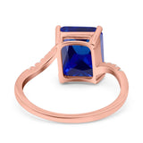 Swirl Engagement Ring Emerald Cut Simulated Cubic Zirconia 925 Sterling Silver