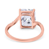 Swirl Engagement Ring Emerald Cut Simulated Cubic Zirconia 925 Sterling Silver