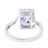 Swirl Engagement Ring Emerald Cut Simulated Cubic Zirconia 925 Sterling Silver