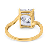 Swirl Engagement Ring Emerald Cut Simulated Cubic Zirconia 925 Sterling Silver