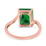 Swirl Engagement Ring Emerald Cut Simulated Cubic Zirconia 925 Sterling Silver