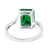Swirl Engagement Ring Emerald Cut Simulated Cubic Zirconia 925 Sterling Silver