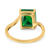 Swirl Engagement Ring Emerald Cut Simulated Cubic Zirconia 925 Sterling Silver