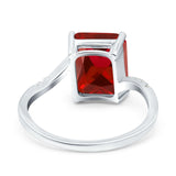 Swirl Engagement Ring Emerald Cut Simulated Cubic Zirconia 925 Sterling Silver