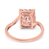 Swirl Engagement Ring Emerald Cut Simulated Cubic Zirconia 925 Sterling Silver