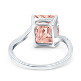 Swirl Engagement Ring Emerald Cut Simulated Cubic Zirconia 925 Sterling Silver