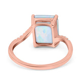 Swirl Engagement Ring Emerald Cut Simulated Cubic Zirconia 925 Sterling Silver