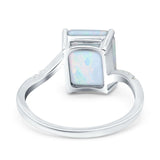 Swirl Engagement Ring Emerald Cut Simulated Cubic Zirconia 925 Sterling Silver