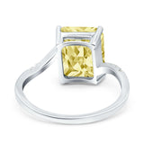 Swirl Engagement Ring Emerald Cut Simulated Cubic Zirconia 925 Sterling Silver
