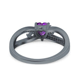 Heart Art Deco Engagement Promise Ring Simulated Cubic Zirconia 925 Sterling Silver
