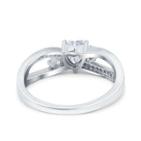 Heart Art Deco Engagement Promise Ring Simulated Cubic Zirconia 925 Sterling Silver