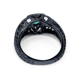 Antique Style Wedding Ring Round Simulated Cubic Zirconia 925 Sterling Silver