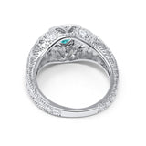 Antique Style Wedding Ring Round Simulated Cubic Zirconia 925 Sterling Silver