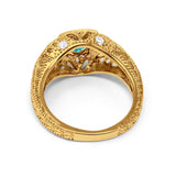 Antique Style Wedding Ring Round Simulated Cubic Zirconia 925 Sterling Silver