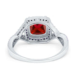 Cushion Wedding Ring Simulated Amethyst Cubic Zirconia 925 Sterling Silver