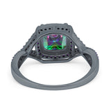 Cushion Wedding Ring Simulated Amethyst Cubic Zirconia 925 Sterling Silver