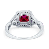 Cushion Wedding Ring Simulated Amethyst Cubic Zirconia 925 Sterling Silver